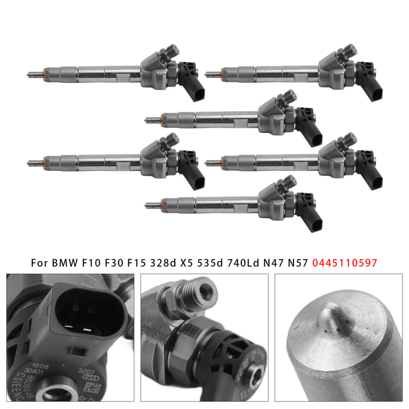 BMW F10 F30 F15 328d X5 535d 740Ld N47 N57 0445110597 6PCS Fuel Injector