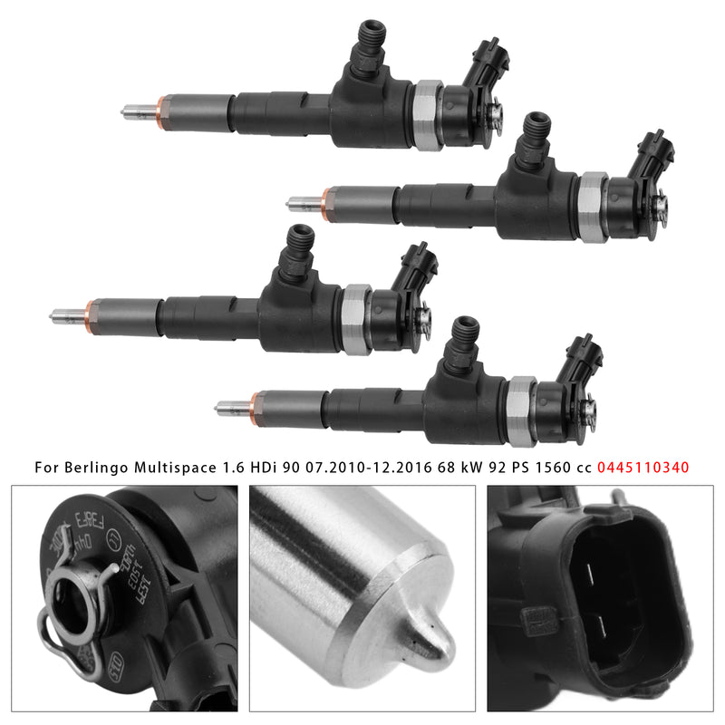 Opel Citroen Ford FIAT Fiesta Peugeot 1.6 HDi 0445110340 4PCS Fuel Injector