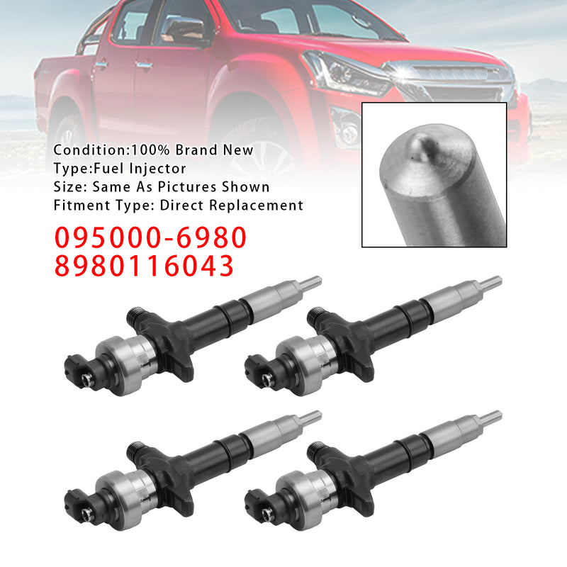 Isuzu Dmax Holden 3.0L 4JJ1 095000-6980 8980116043 4PCS Fuel Injector