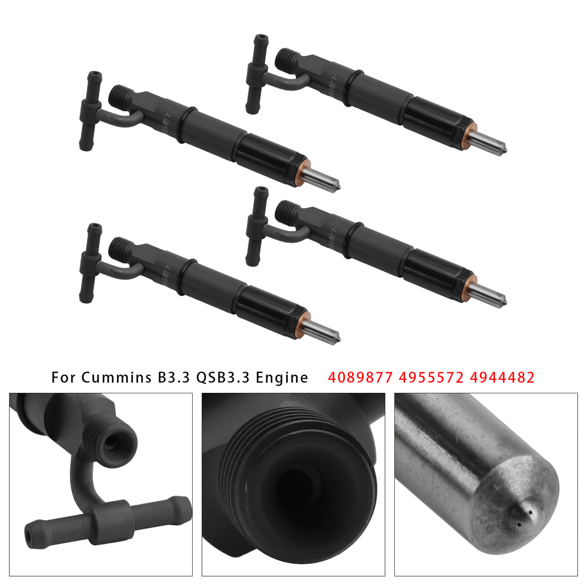 Cummins B3.3 QSB3.3 Engine 4089877 4955572 4944482 4PCS Fuel Injector