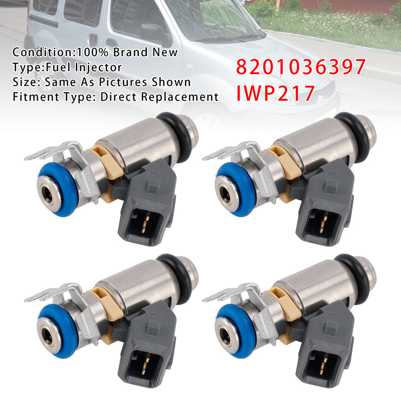 Renault Dacia Kangoo Duster 1.6 16V 8201036397 IWP217 4PCS Fuel Injector