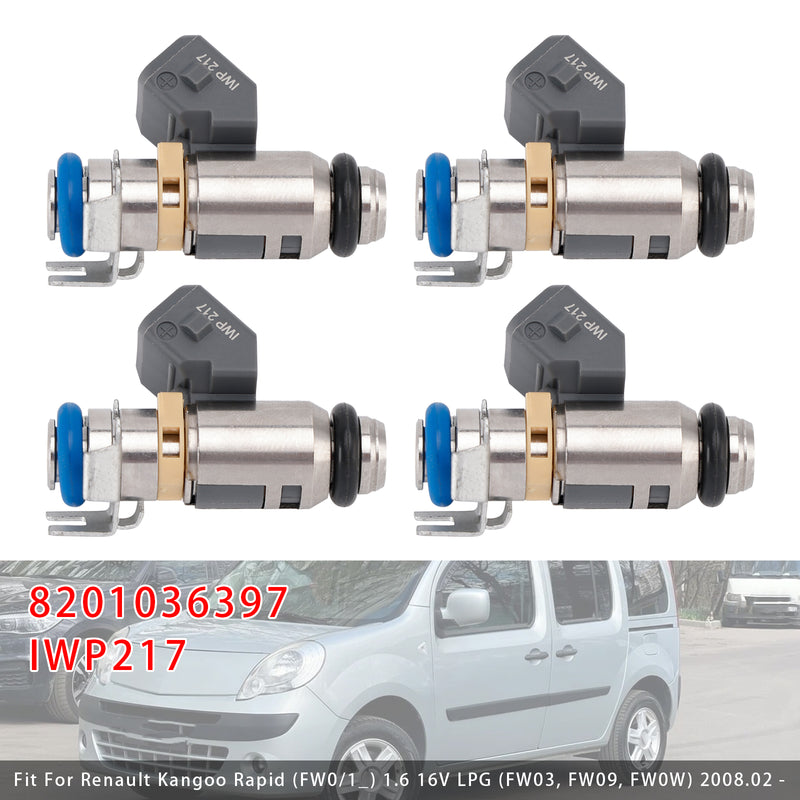 Renault Dacia Kangoo Duster 1.6 16V 8201036397 IWP217 4PCS Fuel Injector