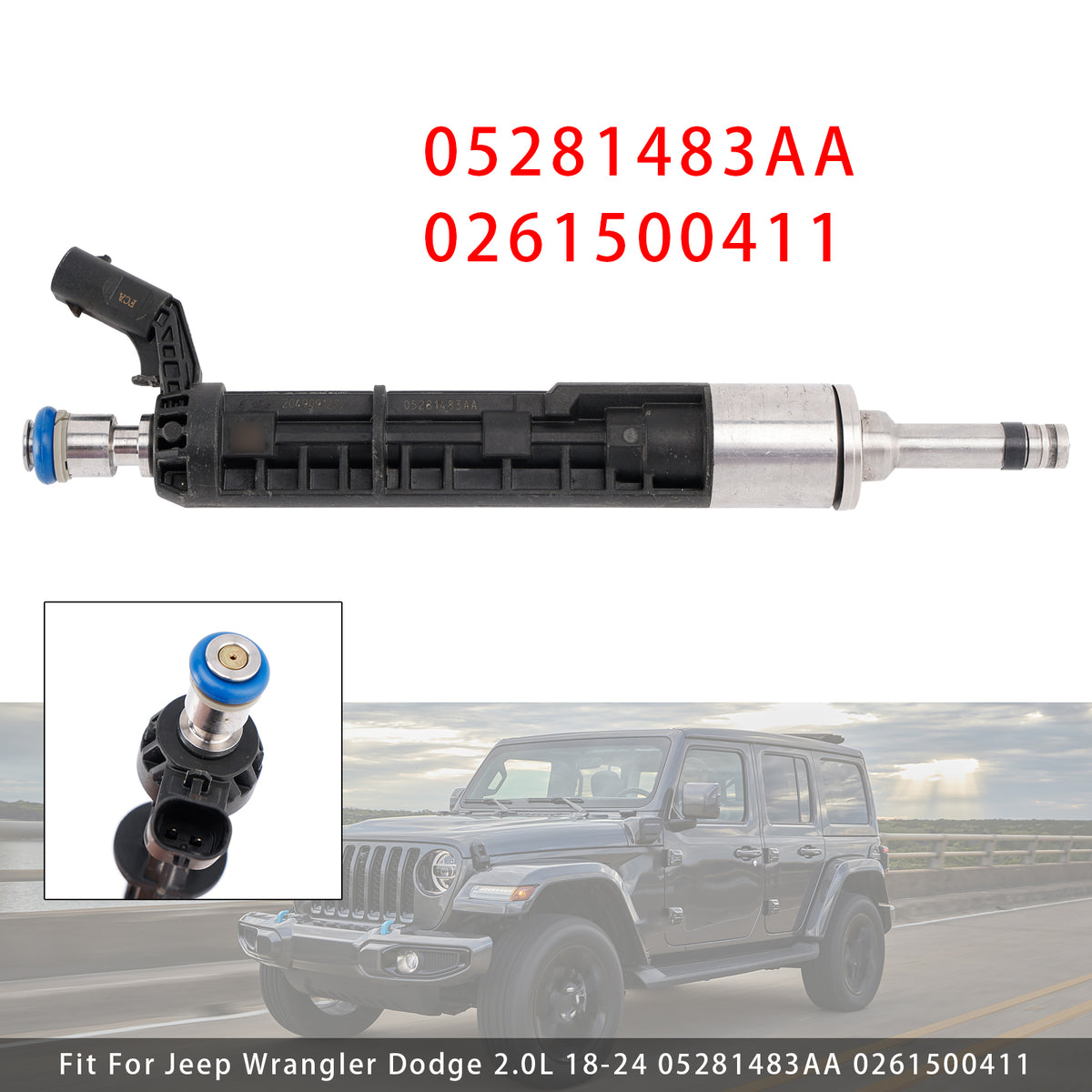 Jeep Wrangler Dodge 2.0L 2018-2024 05281483AA 0261500411 1PCS Fuel Injector
