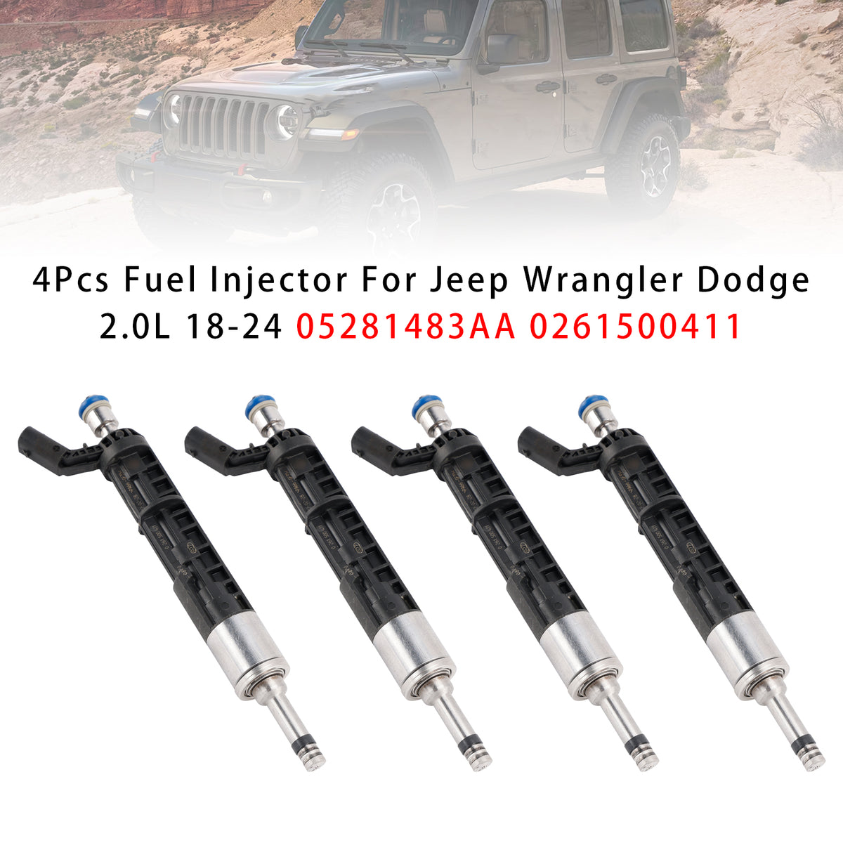 Jeep Wrangler Dodge 2.0L 2018-2024 05281483AA 0261500411 4PCS Fuel Injector