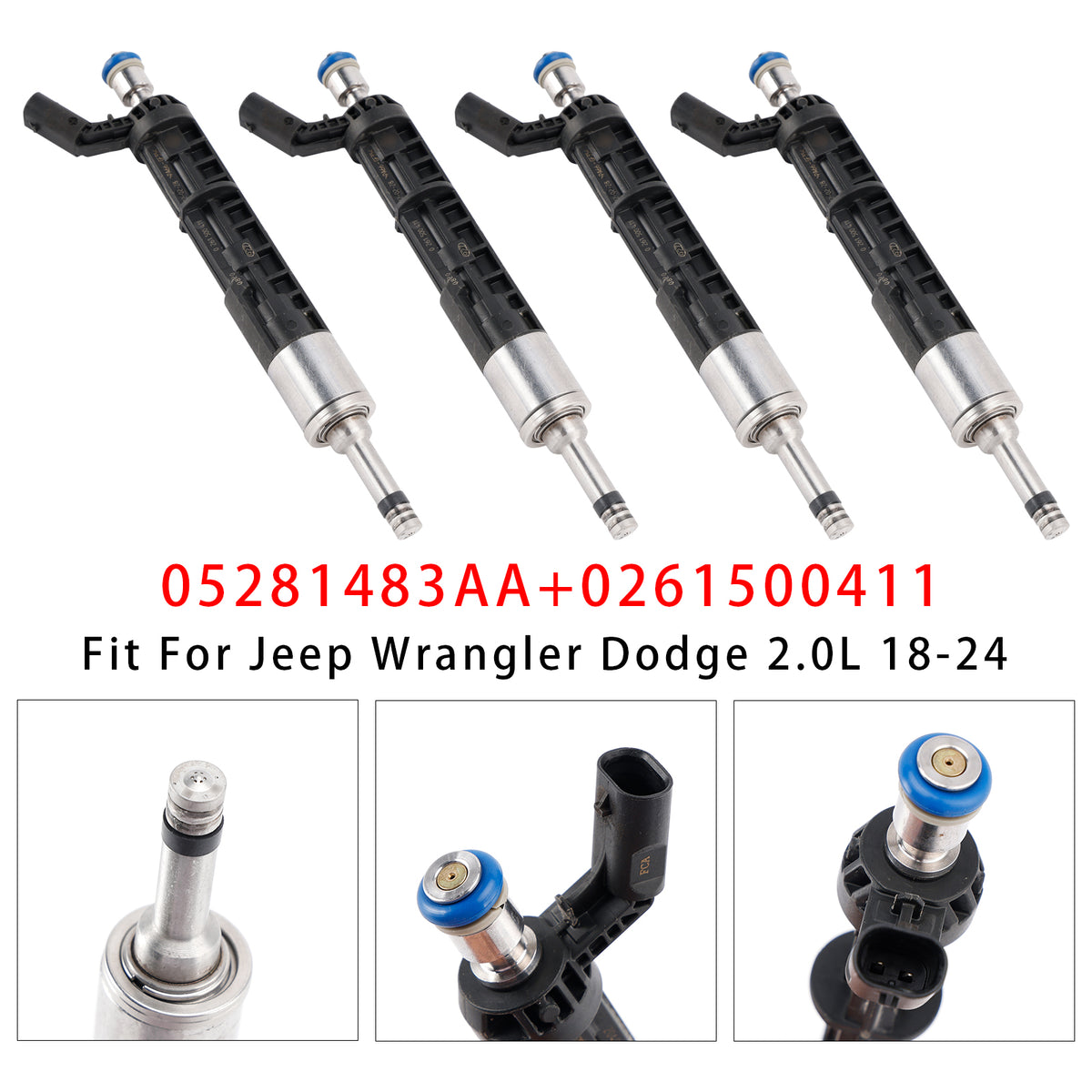 Jeep Wrangler Dodge 2.0L 2018-2024 05281483AA 0261500411 4PCS Fuel Injector