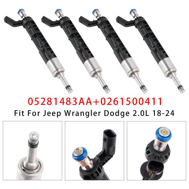 Jeep Wrangler Dodge 2.0L 2018-2024 05281483AA 0261500411 4PCS Fuel Injector