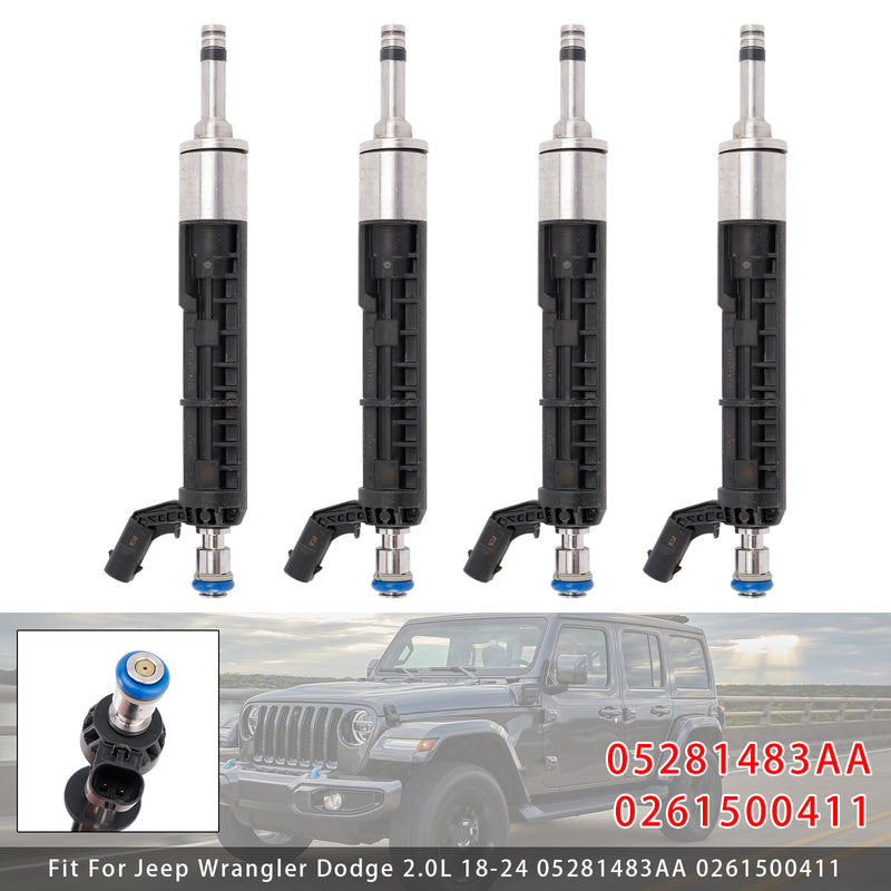Jeep Wrangler Dodge 2.0L 2018-2024 05281483AA 0261500411 4PCS Fuel Injector