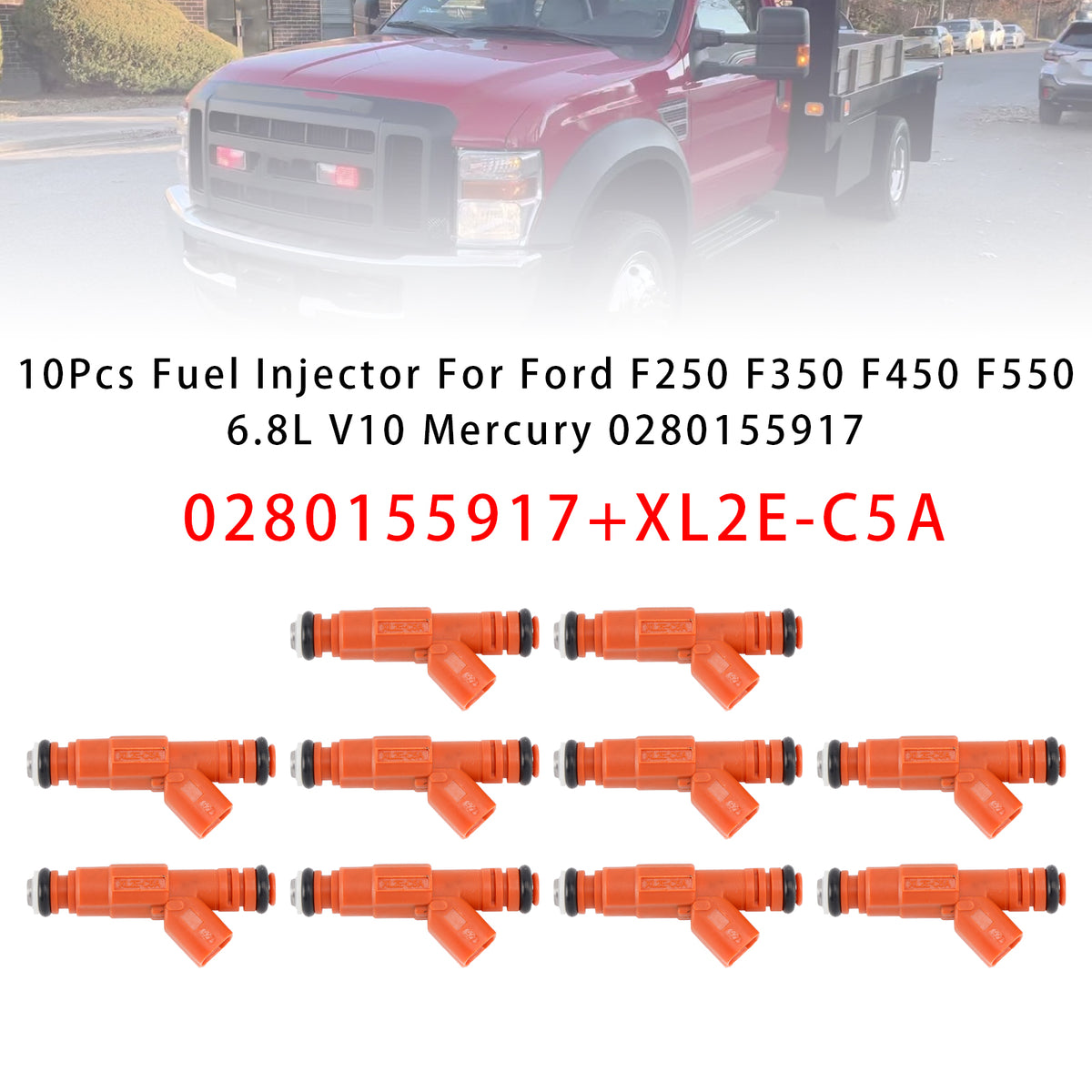 Ford F250 F350 F450 F550 6.8L V10 Mercury 0280155917 10Pcs Fuel Injector