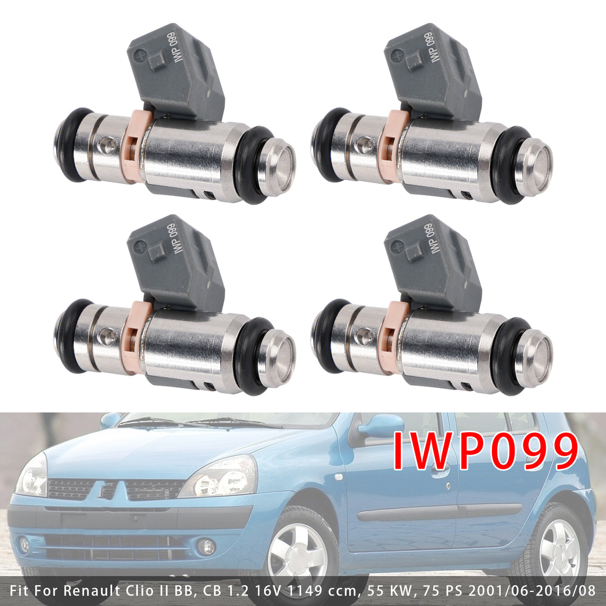 Renault Clio Kangoo Thalia Twingo I 1.2 16V IWP099 4PCS Fuel Injector