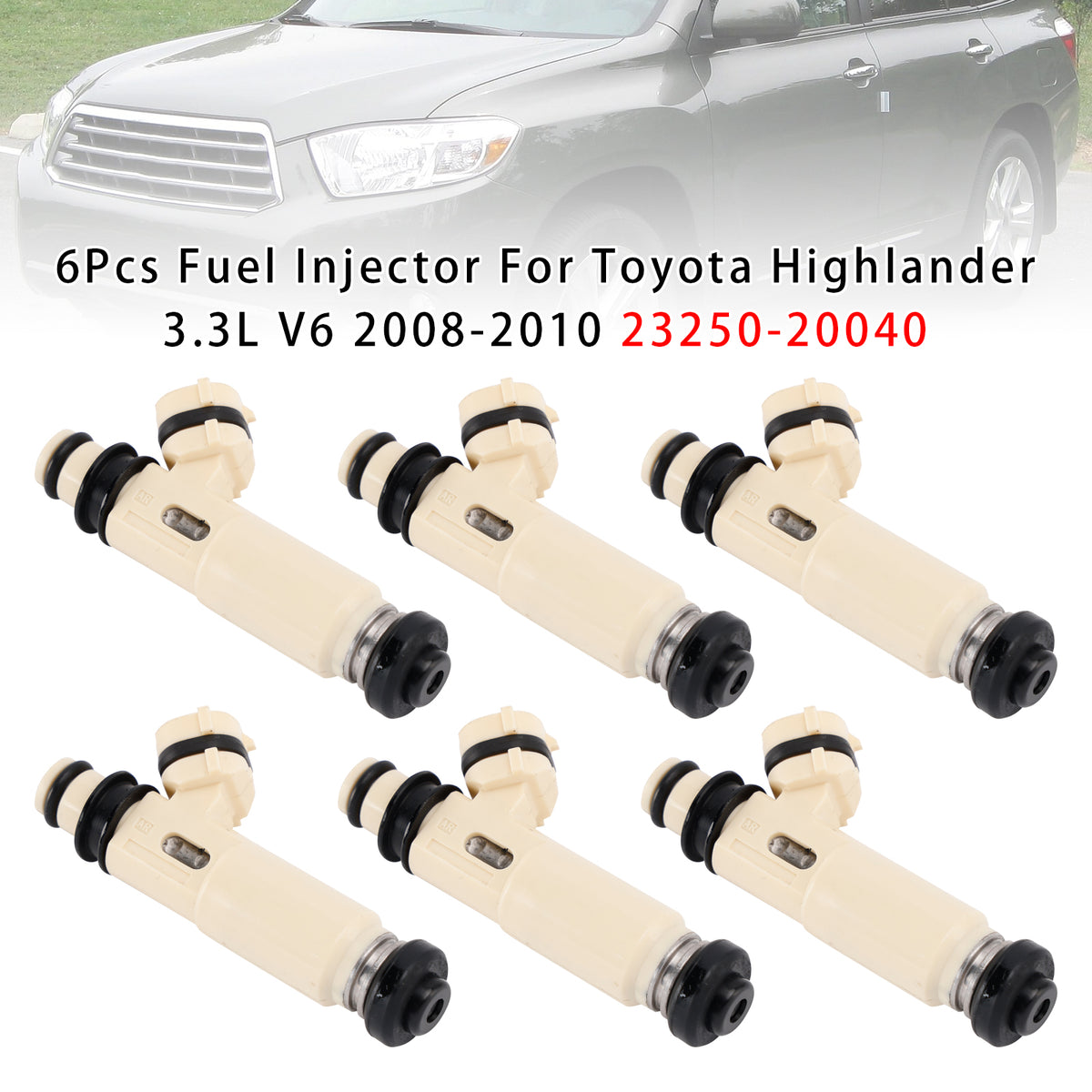 Toyota Highlander 3.3L V6 2008-2010 23250-20040 6PCS Fuel Injector