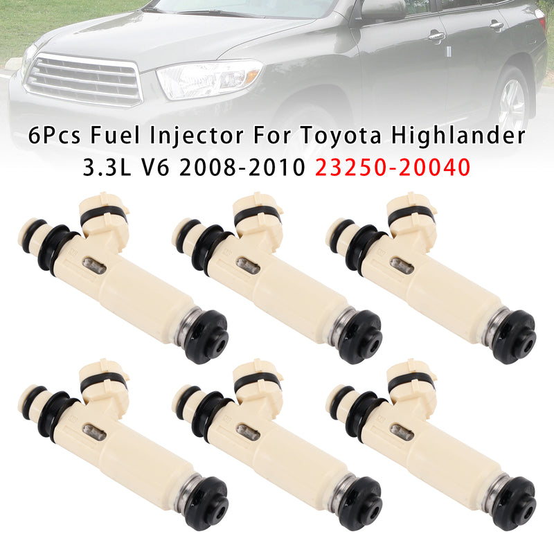 Toyota Highlander 3.3L V6 2008-2010 23250-20040 6PCS Fuel Injector