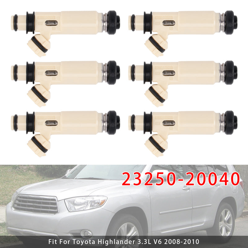 Toyota Highlander 3.3L V6 2008-2010 23250-20040 6PCS Fuel Injector
