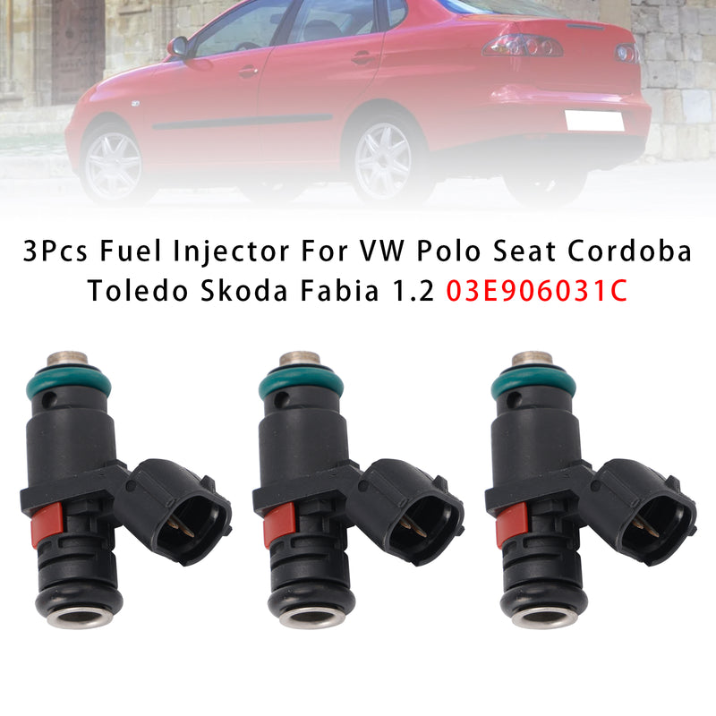 VW Polo Seat Cordoba Toledo Skoda Fabia 1.2 03E906031C 3Pcs Fuel Injector