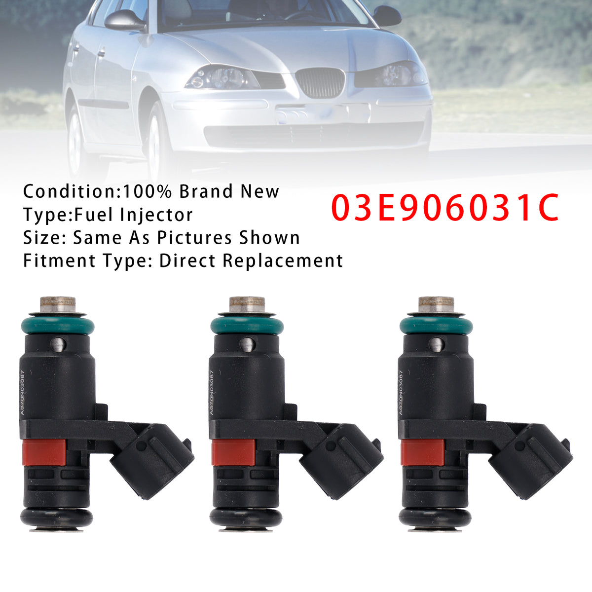 VW Polo Seat Cordoba Toledo Skoda Fabia 1.2 03E906031C 3Pcs Fuel Injector