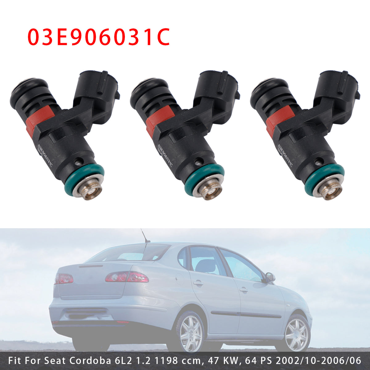 VW Polo Seat Cordoba Toledo Skoda Fabia 1.2 03E906031C 3Pcs Fuel Injector