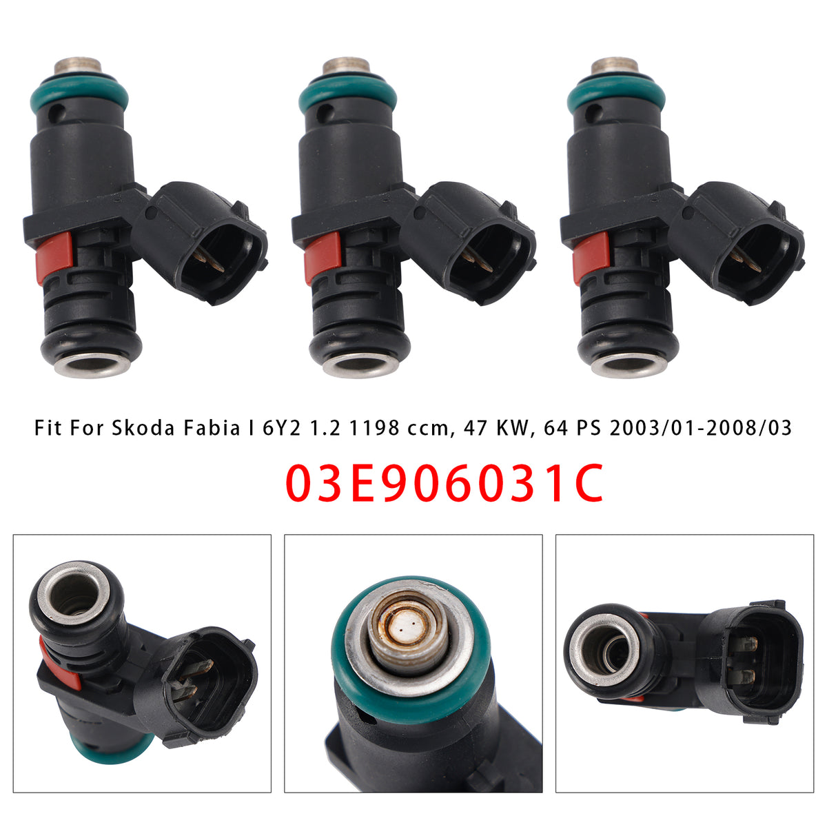 VW Polo Seat Cordoba Toledo Skoda Fabia 1.2 03E906031C 3Pcs Fuel Injector