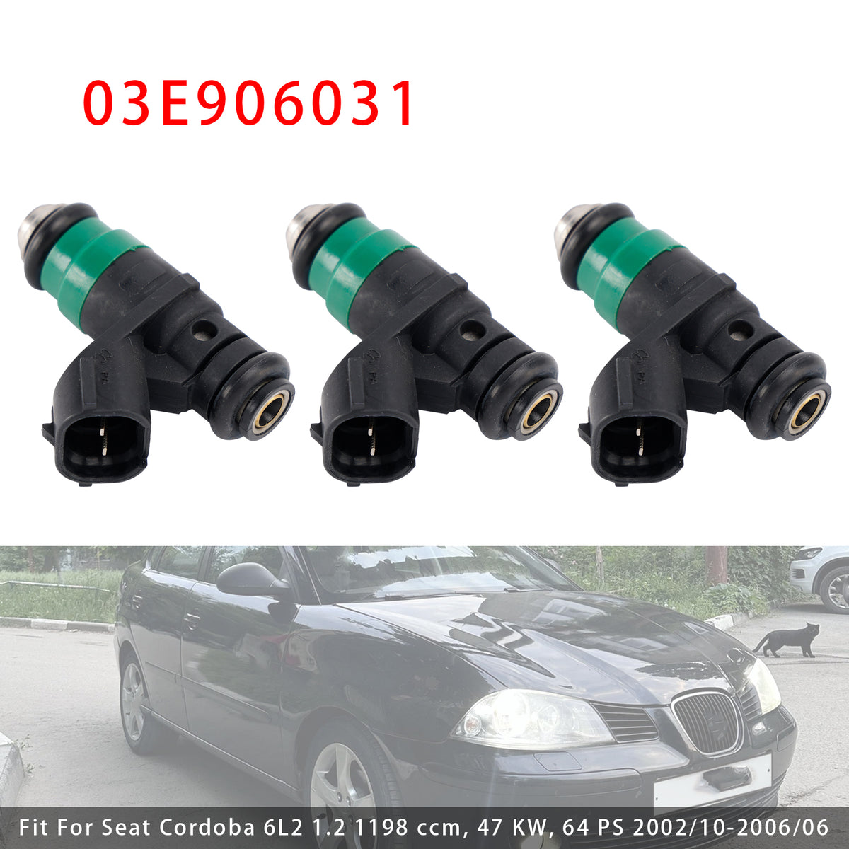 VW Polo Seat Cordoba Toledo Skoda Fabia 1.2 03E906031 3Pcs Fuel Injector