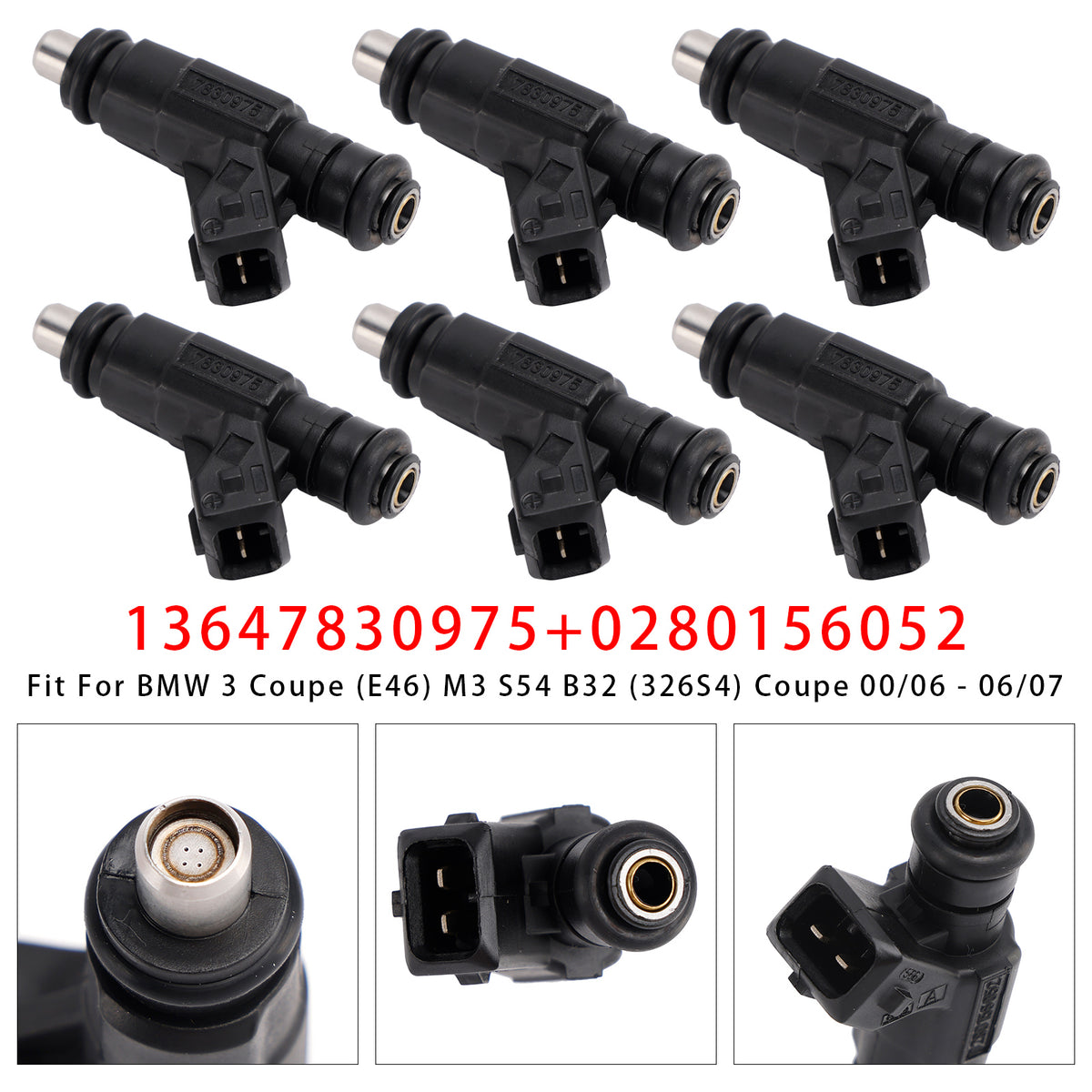 BMW E46 S54 M3 Z4 3.2 2001-2006 13647830975 0280156052 6PCS Fuel Injector