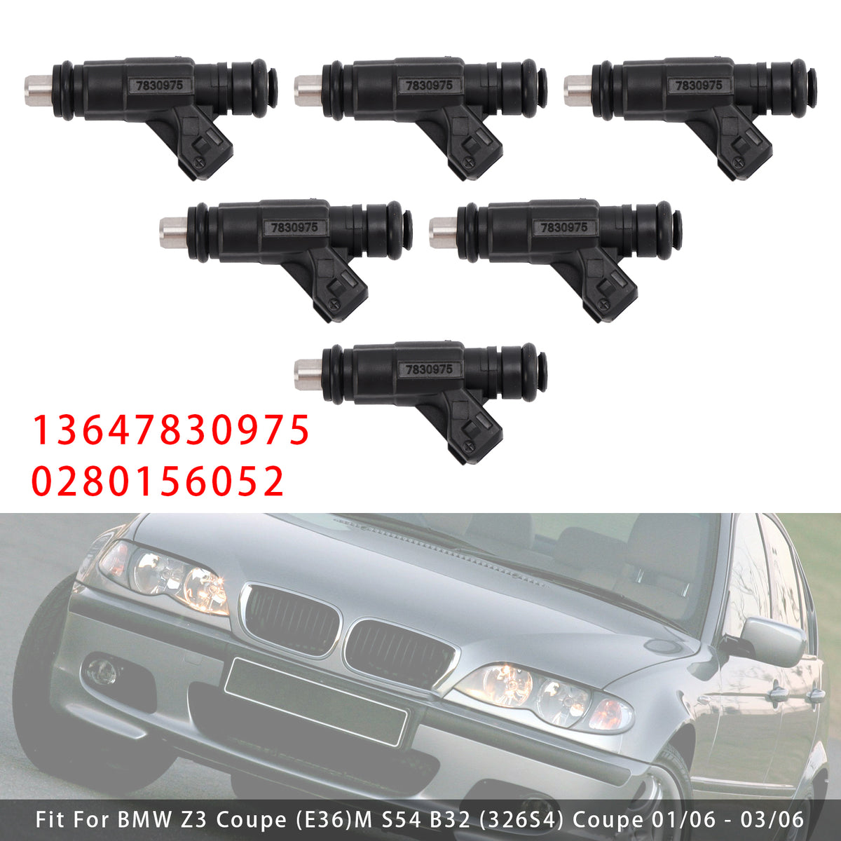 BMW E46 S54 M3 Z4 3.2 2001-2006 13647830975 0280156052 6PCS Fuel Injector