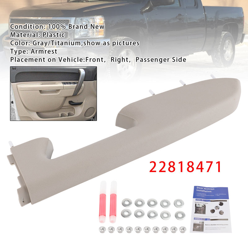 Chevy Silverado 1500 2500HD 2010-2014 Gray Front Right Passenger Side Armrest Repair Kit 22818471