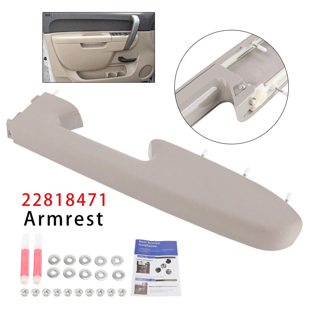 Chevy Silverado 1500 2500HD 2010-2014 Gray Front Right Passenger Side Armrest Repair Kit 22818471