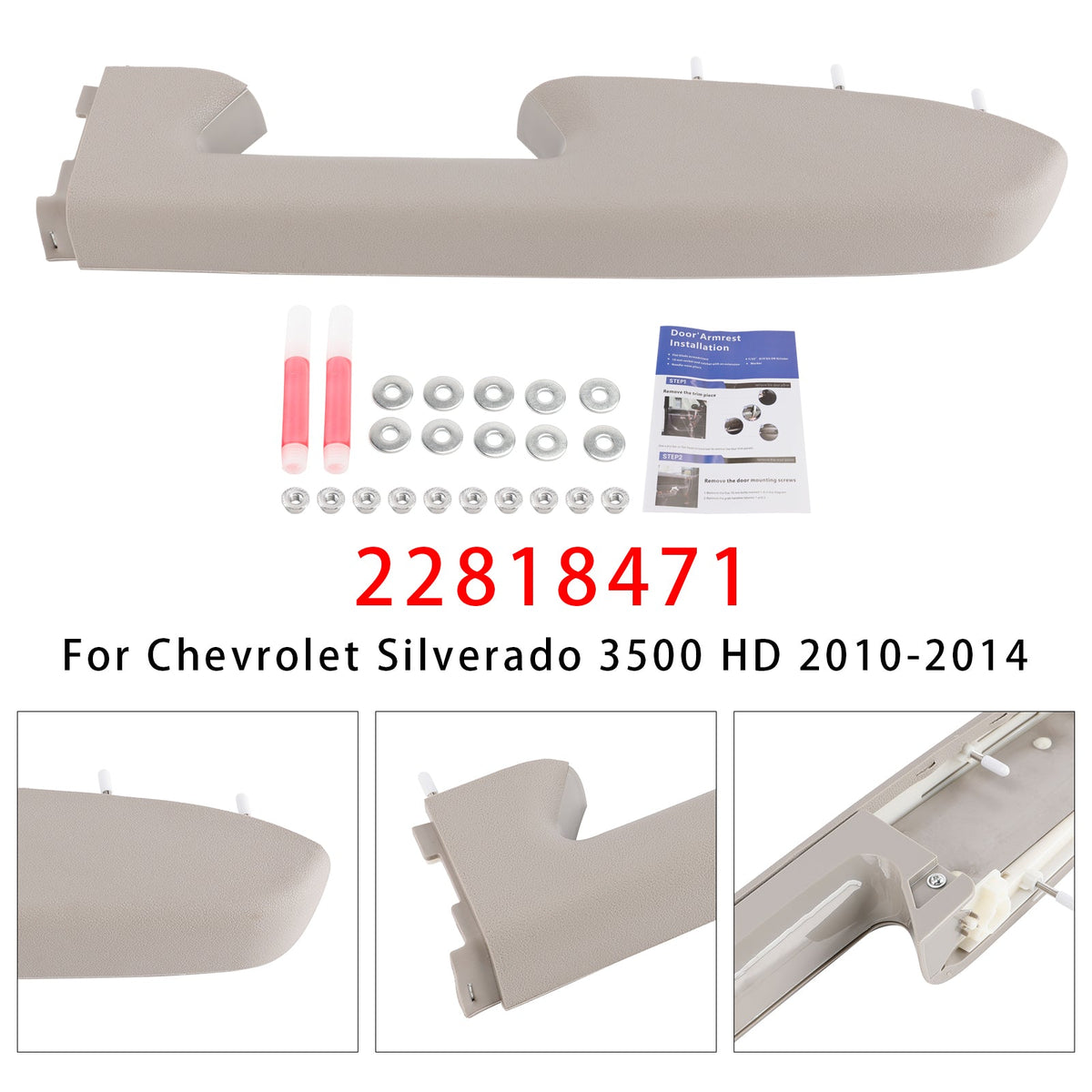 Chevy Silverado 1500 2500HD 2010-2014 Gray Front Right Passenger Side Armrest Repair Kit 22818471