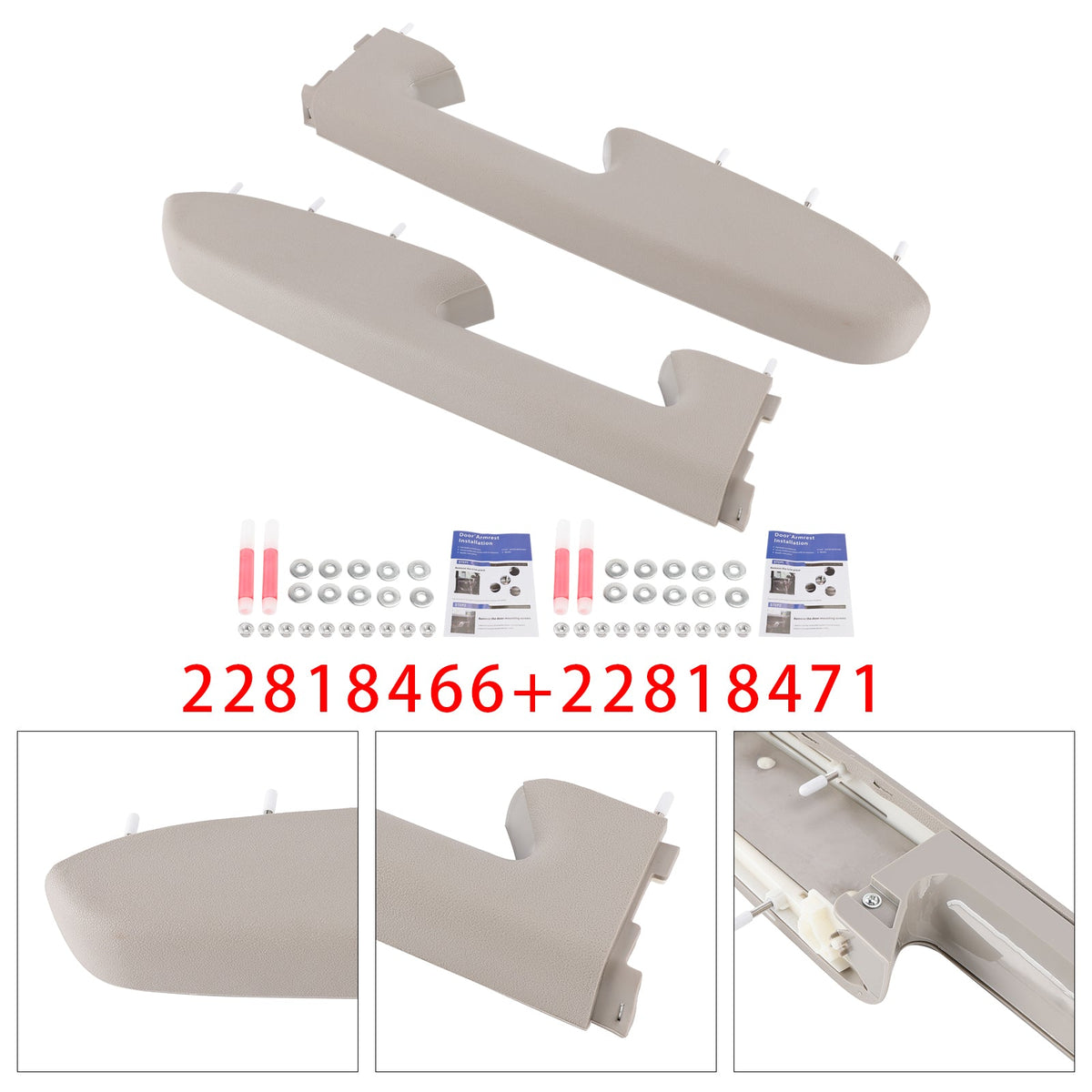 2010-2014  Chevy Silverado 1500 2500HD 3500HD 22818466 22818471 Front Left+Right Armrest Repair Kit Gray/Titanium