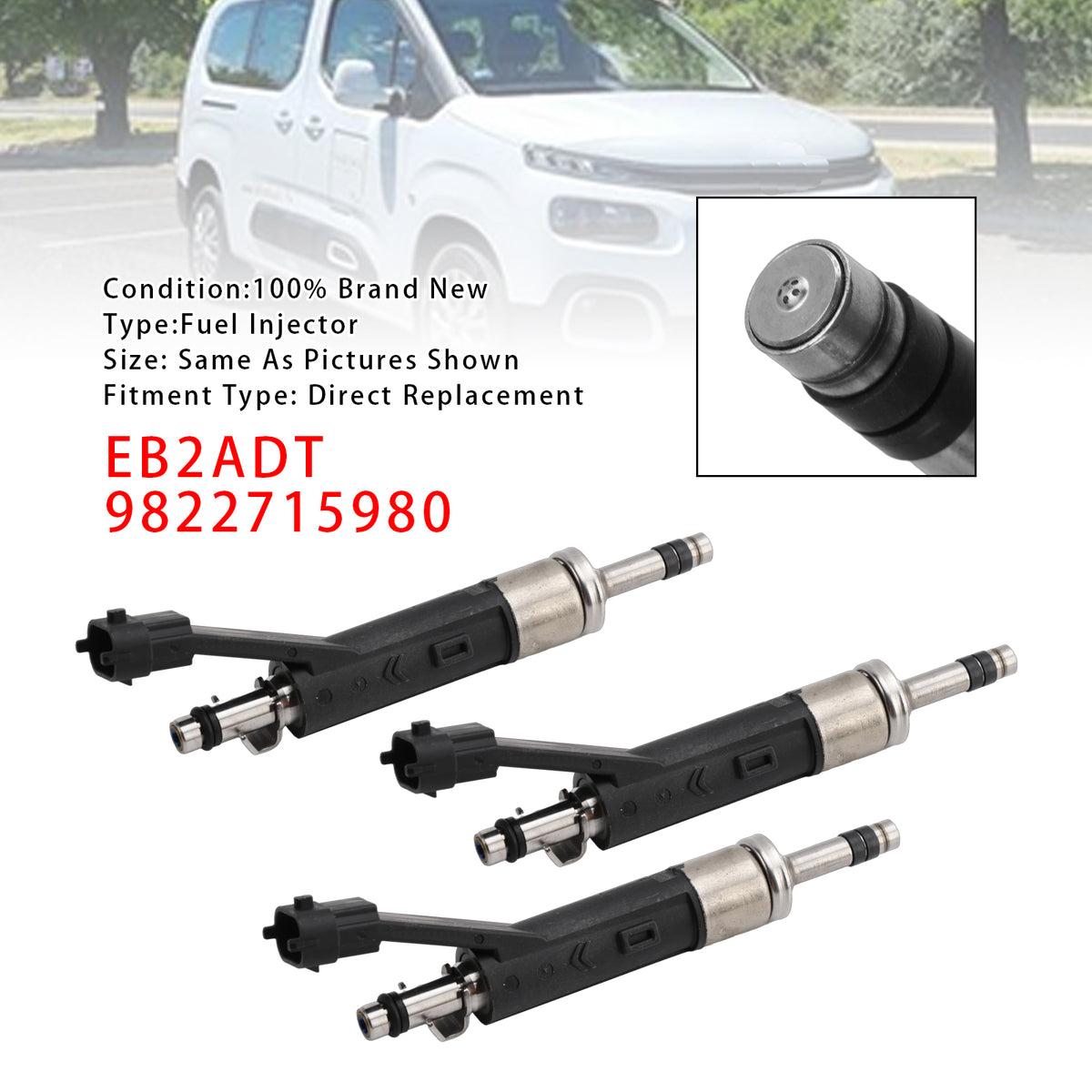 Citroen DS Peugeot Vauxhall 1.2 EB2ADT 9822715980 3Pcs Fuel Injector
