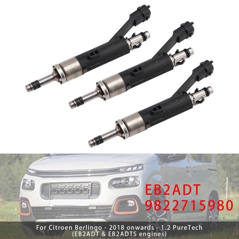 Citroen DS Peugeot Vauxhall 1.2 EB2ADT 9822715980 3Pcs Fuel Injector