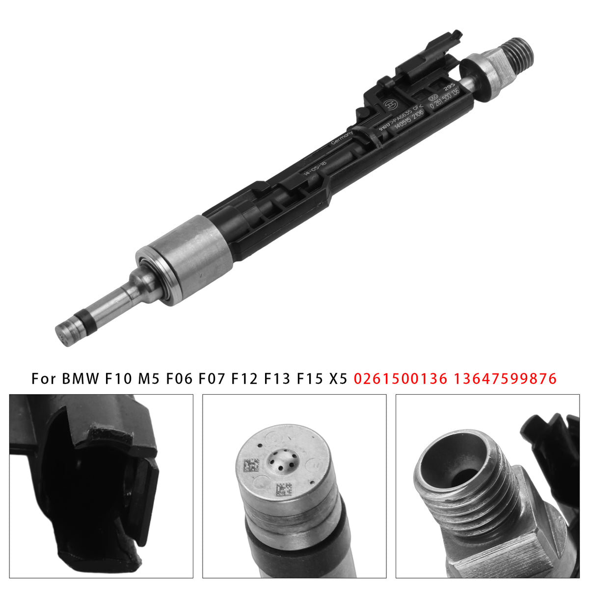 BMW F10 M5 F06 F07 F12 F13 F15 X5 0261500136 13647599876 1PCS Fuel Injector