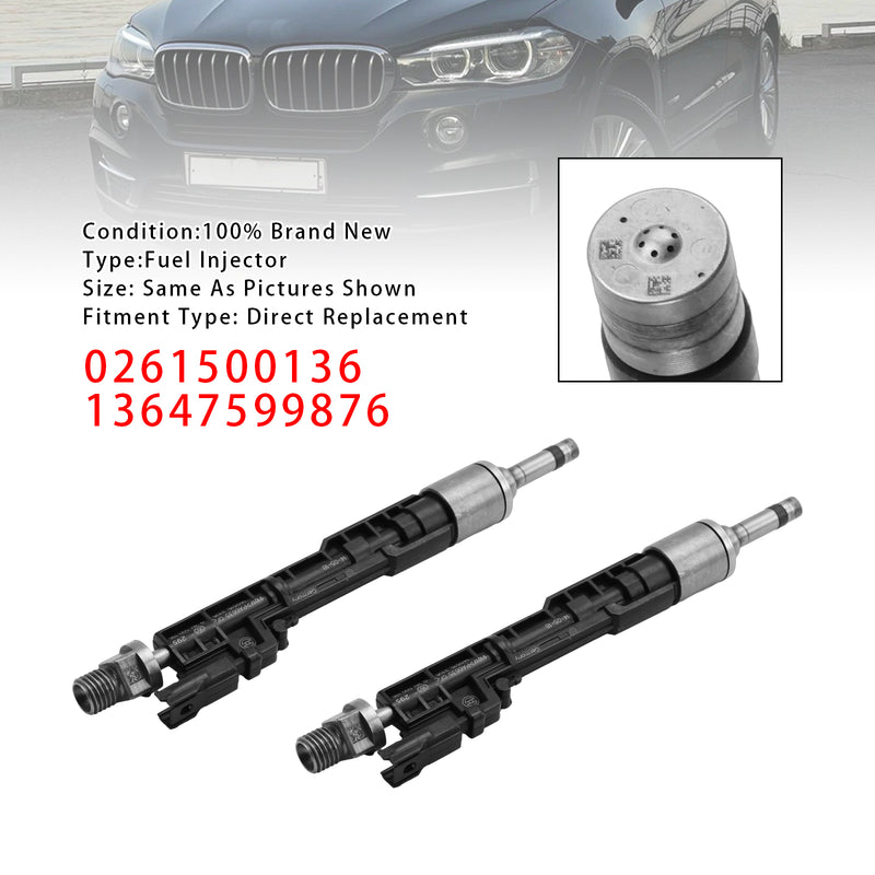 BMW F10 M5 F06 F07 F12 F13 F15 X5 0261500136 13647599876 2Pcs Fuel Injector