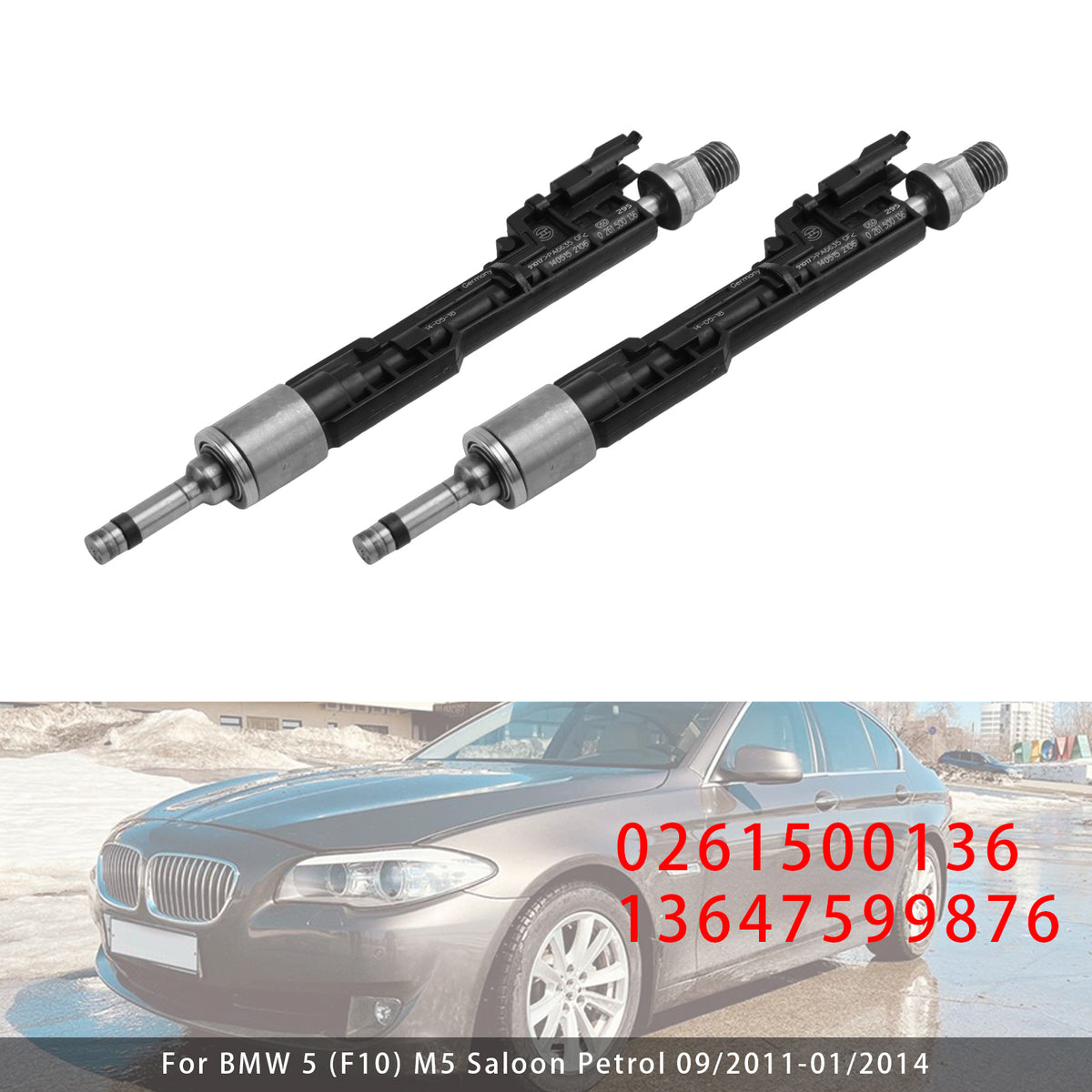 BMW F10 M5 F06 F07 F12 F13 F15 X5 0261500136 13647599876 2Pcs Fuel Injector