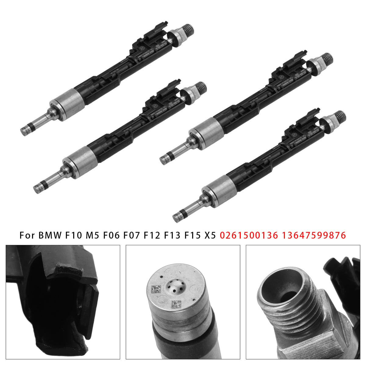 BMW F10 M5 F06 F07 F12 F13 F15 X5 0261500136 13647599876 4PCS Fuel Injector