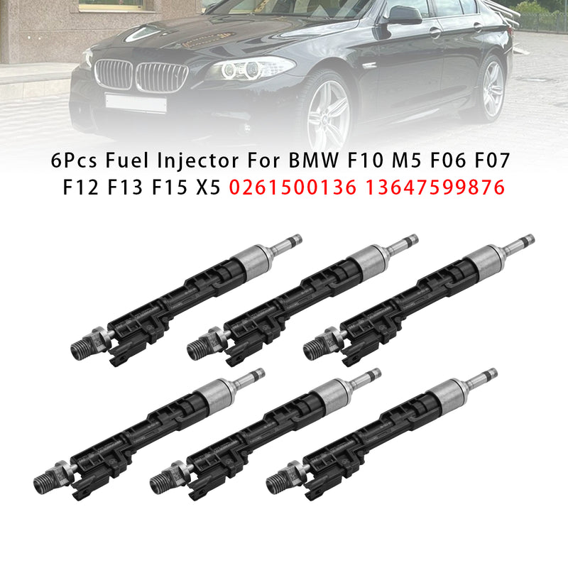 BMW F10 M5 F06 F07 F12 F13 F15 X5 0261500136 13647599876 6PCS Fuel Injector