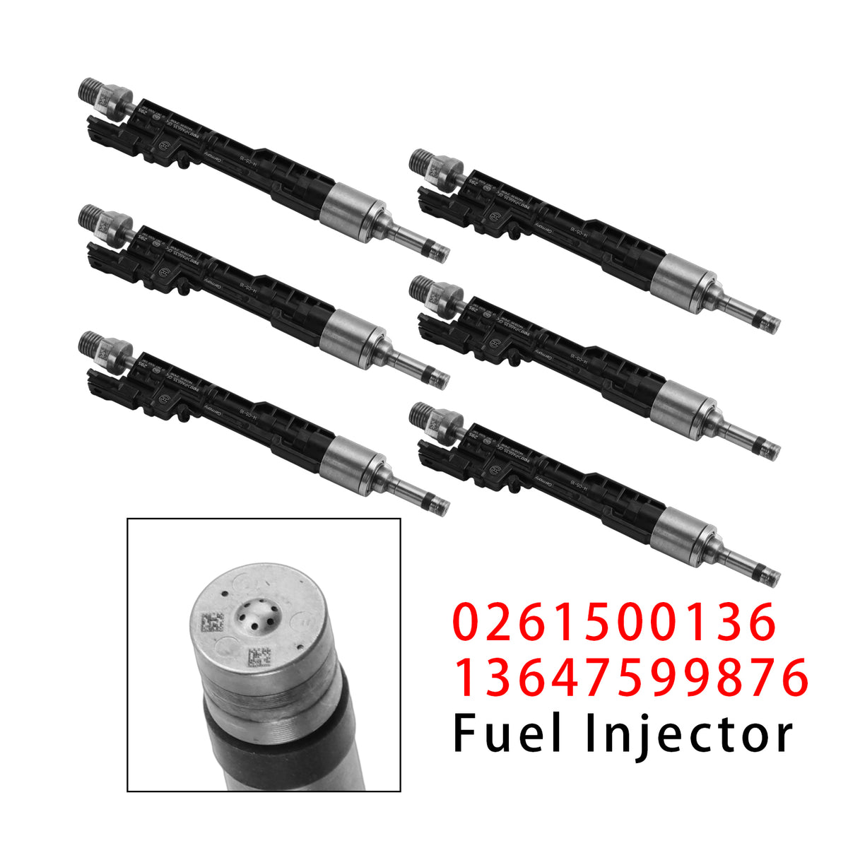 BMW F10 M5 F06 F07 F12 F13 F15 X5 0261500136 13647599876 6PCS Fuel Injector
