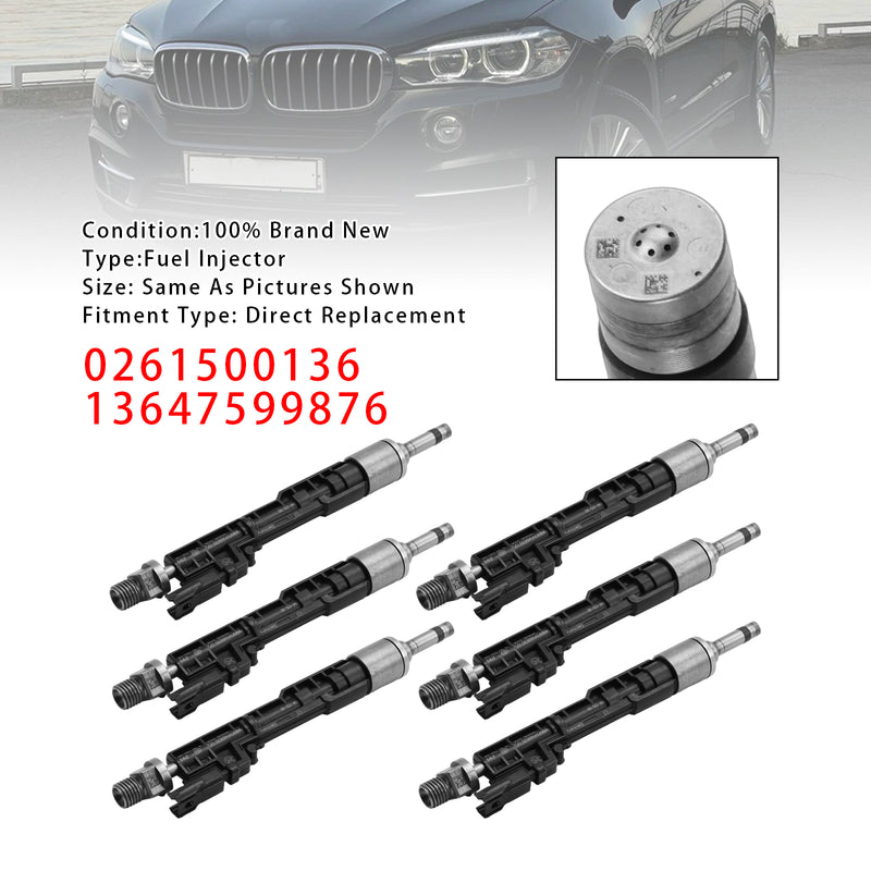 BMW F10 M5 F06 F07 F12 F13 F15 X5 0261500136 13647599876 6PCS Fuel Injector