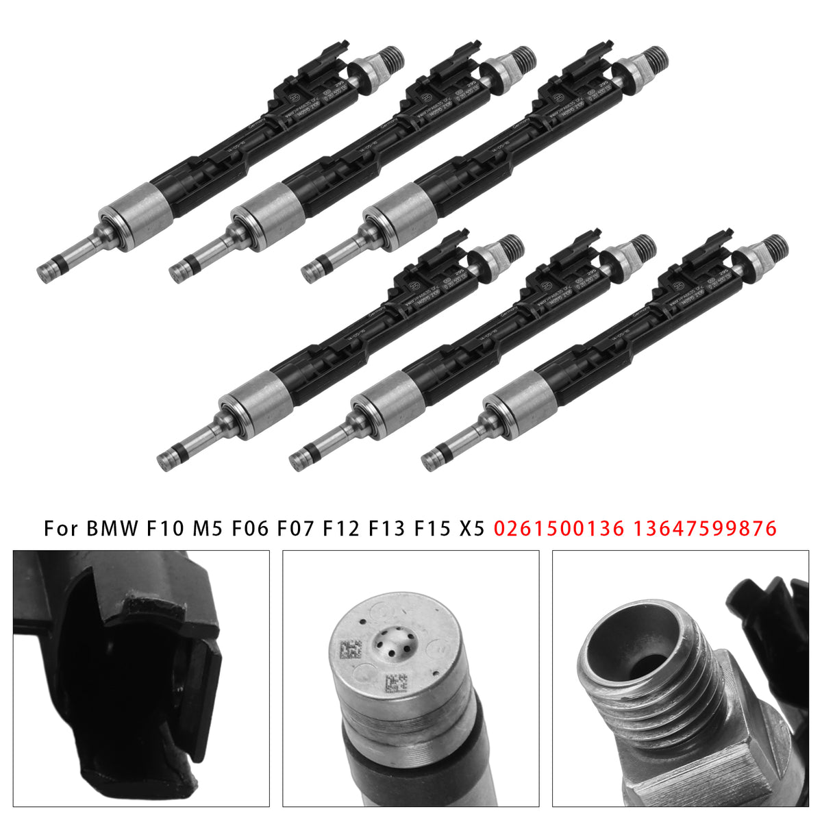 BMW F10 M5 F06 F07 F12 F13 F15 X5 0261500136 13647599876 6PCS Fuel Injector