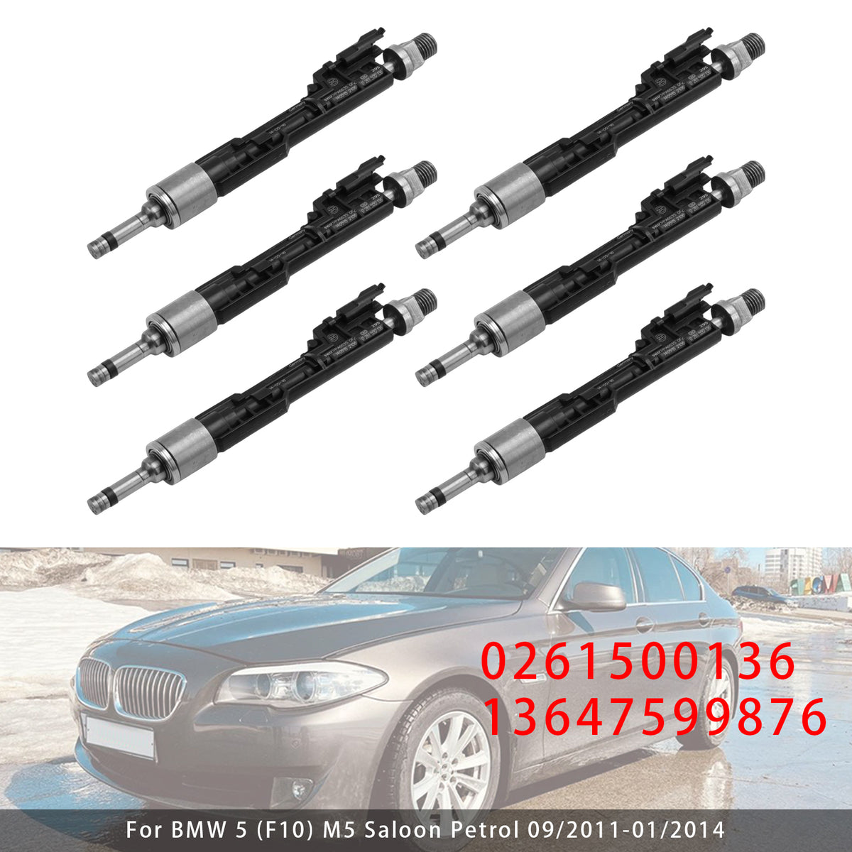 BMW F10 M5 F06 F07 F12 F13 F15 X5 0261500136 13647599876 6PCS Fuel Injector