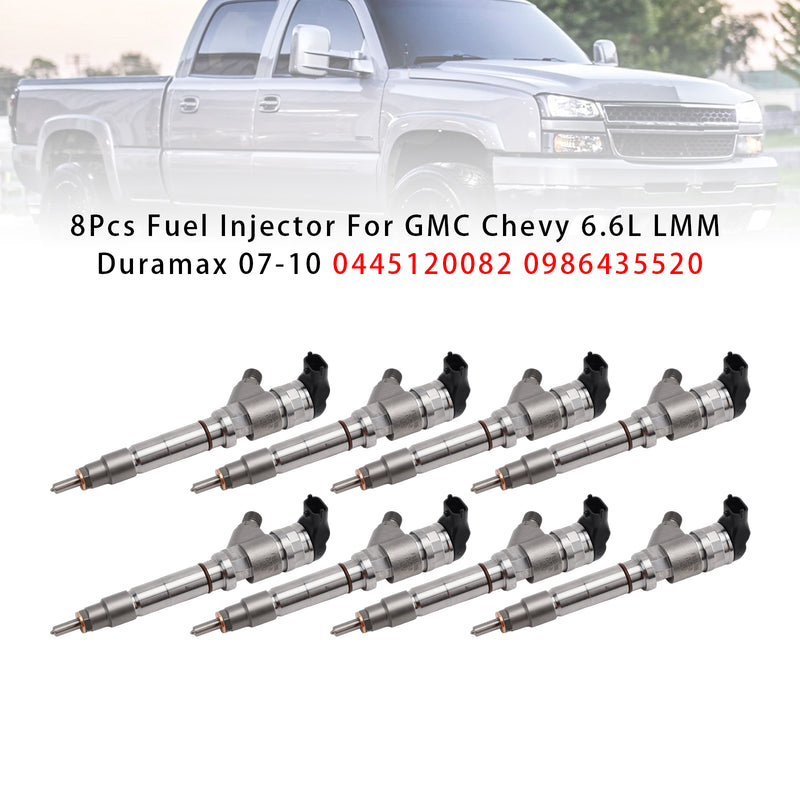 GMC Chevy 6.6L LMM Duramax 2007-2010 0445120082 0986435520 8PCS Fuel Injector