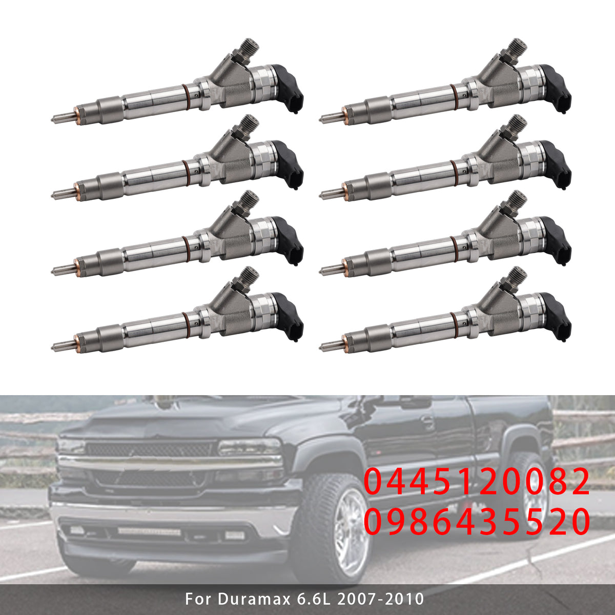 GMC Chevy 6.6L LMM Duramax 2007-2010 0445120082 0986435520 8PCS Fuel Injector