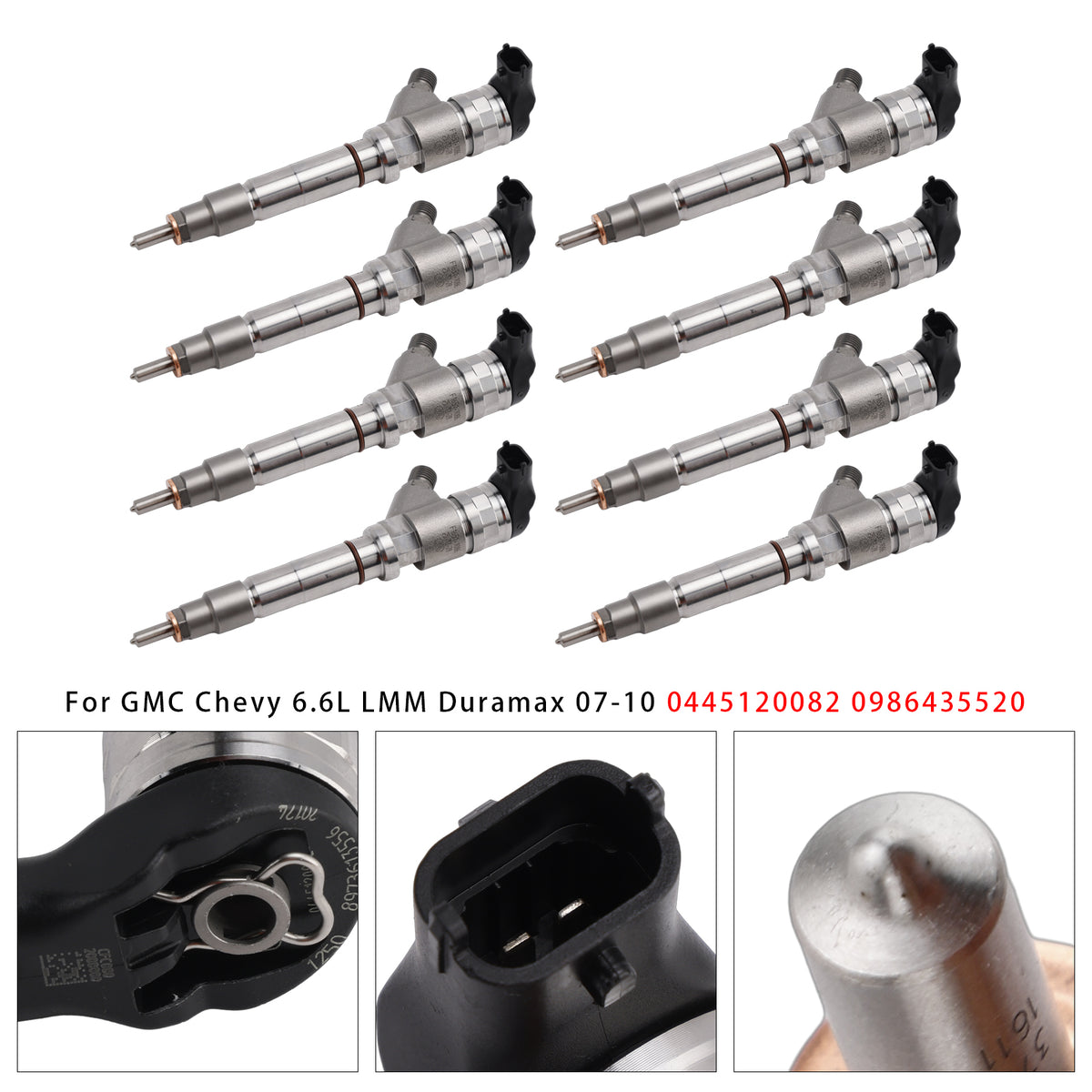 GMC Chevy 6.6L LMM Duramax 2007-2010 0445120082 0986435520 8PCS Fuel Injector