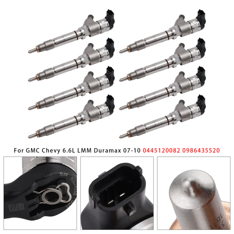 GMC Chevy 6.6L LMM Duramax 2007-2010 0445120082 0986435520 8PCS Fuel Injector