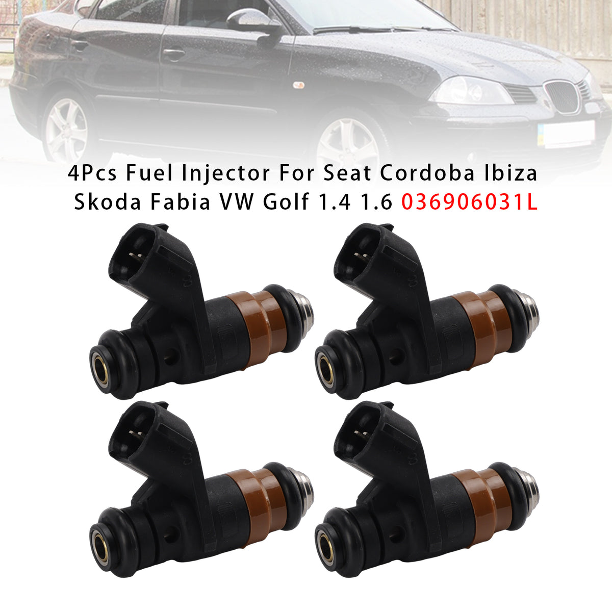 Seat Cordoba Ibiza Skoda Fabia VW Golf 1.4 1.6 036906031L 4PCS Fuel Injector