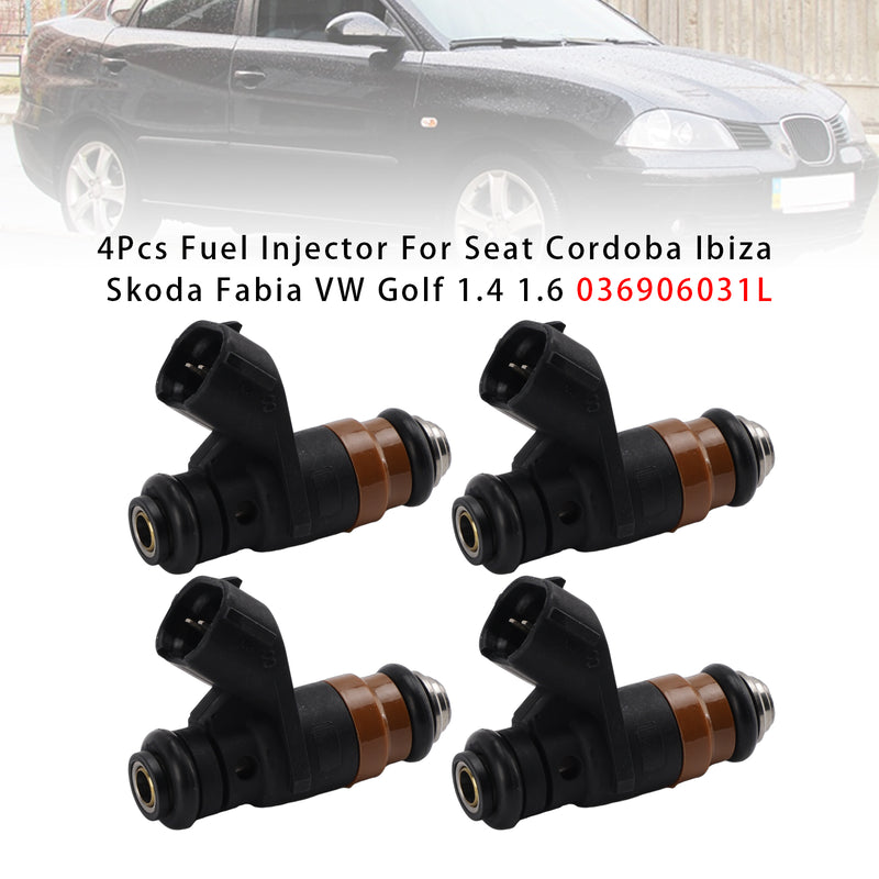 Seat Cordoba Ibiza Skoda Fabia VW Golf 1.4 1.6 036906031L 4PCS Fuel Injector