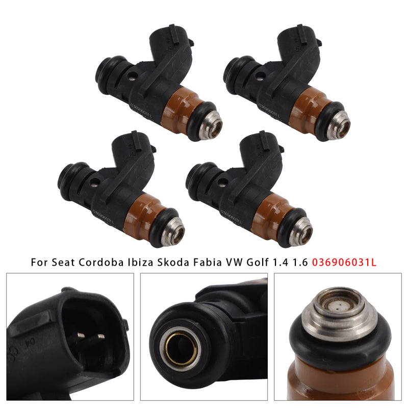 Seat Cordoba Ibiza Skoda Fabia VW Golf 1.4 1.6 036906031L 4PCS Fuel Injector