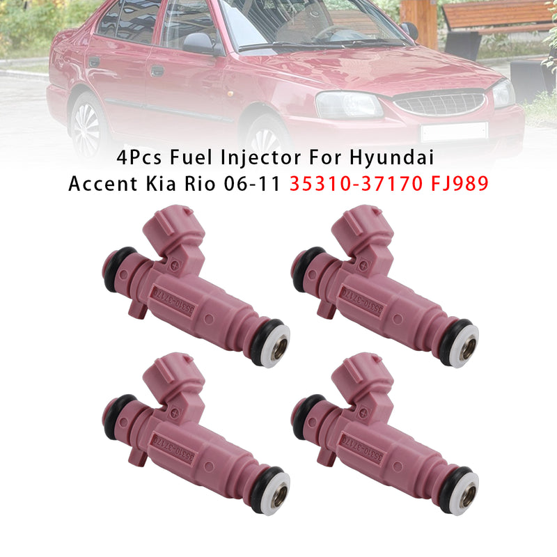 Hyundai Accent Kia Rio 2006-2011 35310-37170 FJ989 4PCS Fuel Injector