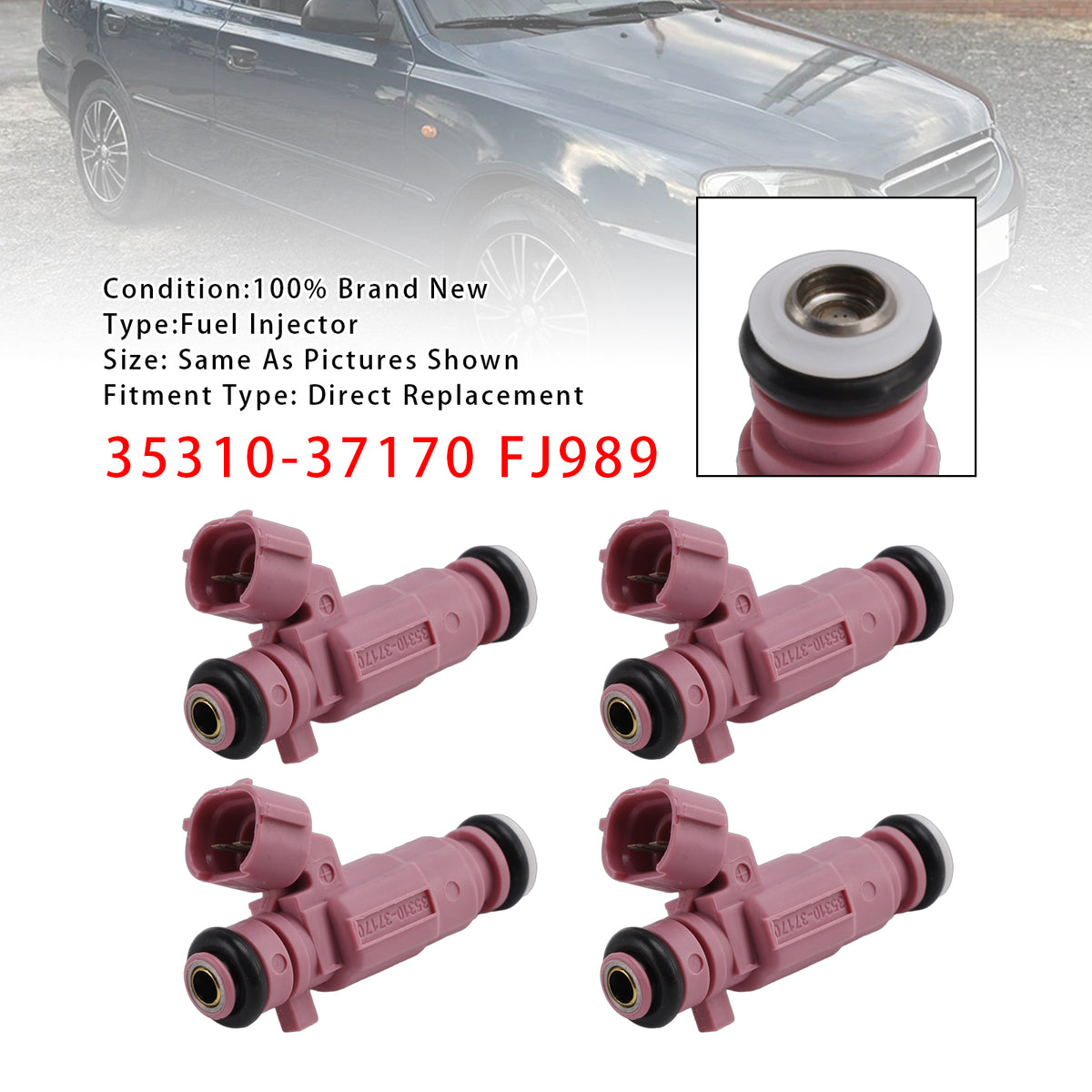 Hyundai Accent Kia Rio 2006-2011 35310-37170 FJ989 4PCS Fuel Injector