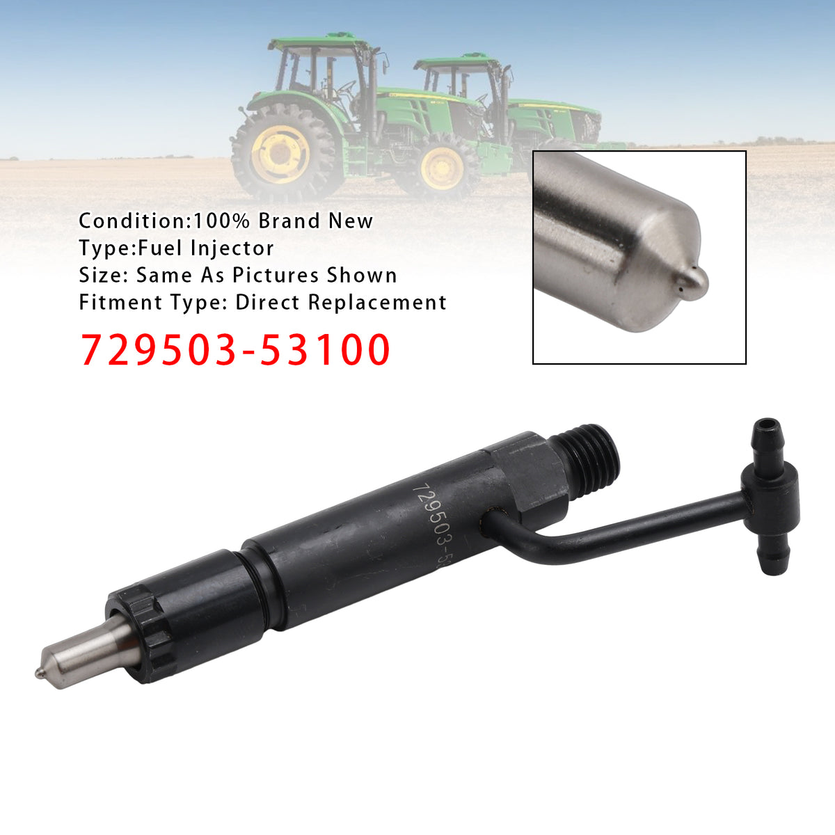 Yanmar 3TNE84 3TNE88 4TNE84 John Deere 729503-53100 1PCS Fuel Injector