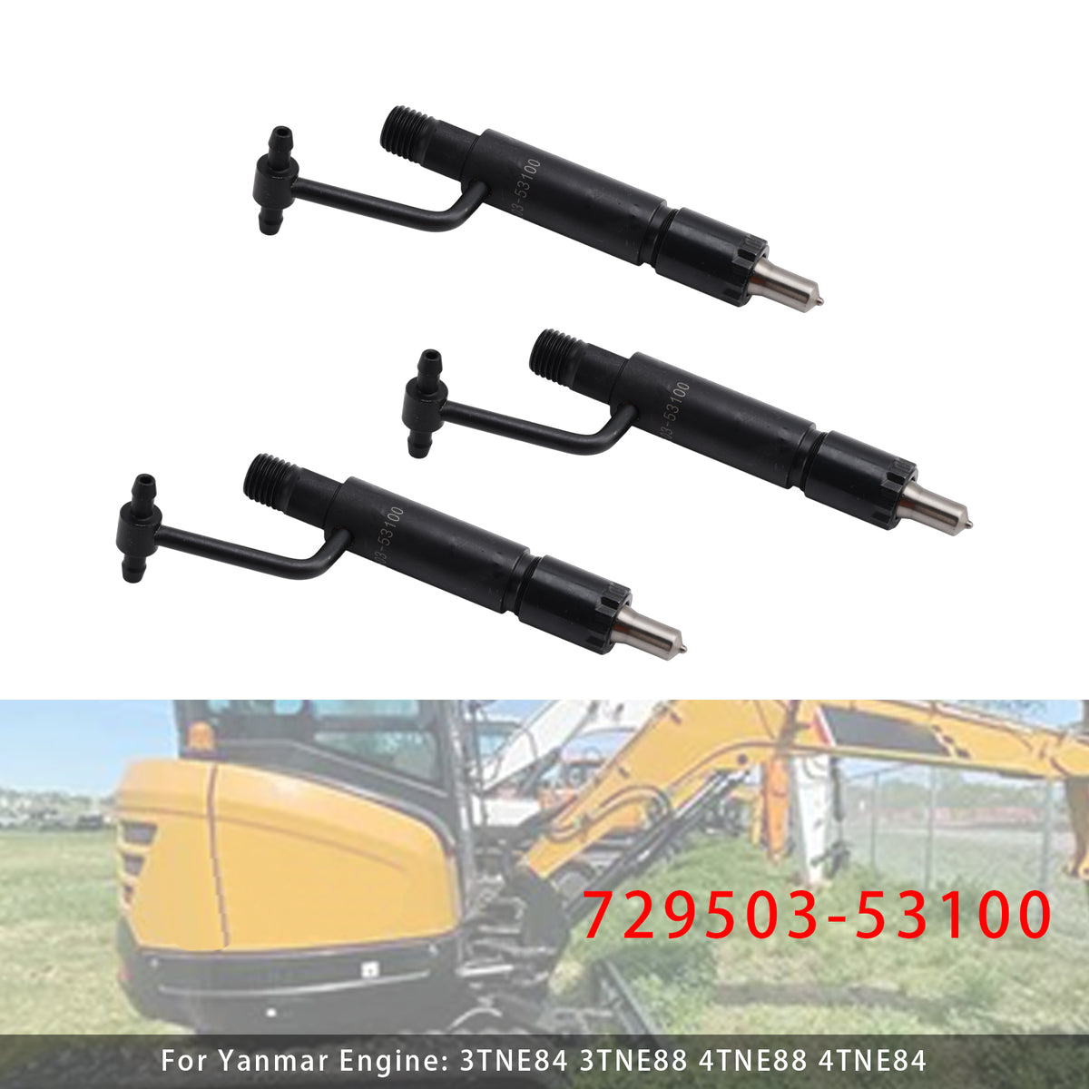 Yanmar 3TNE84 3TNE88 4TNE84 John Deere 729503-53100 3Pcs Fuel Injector