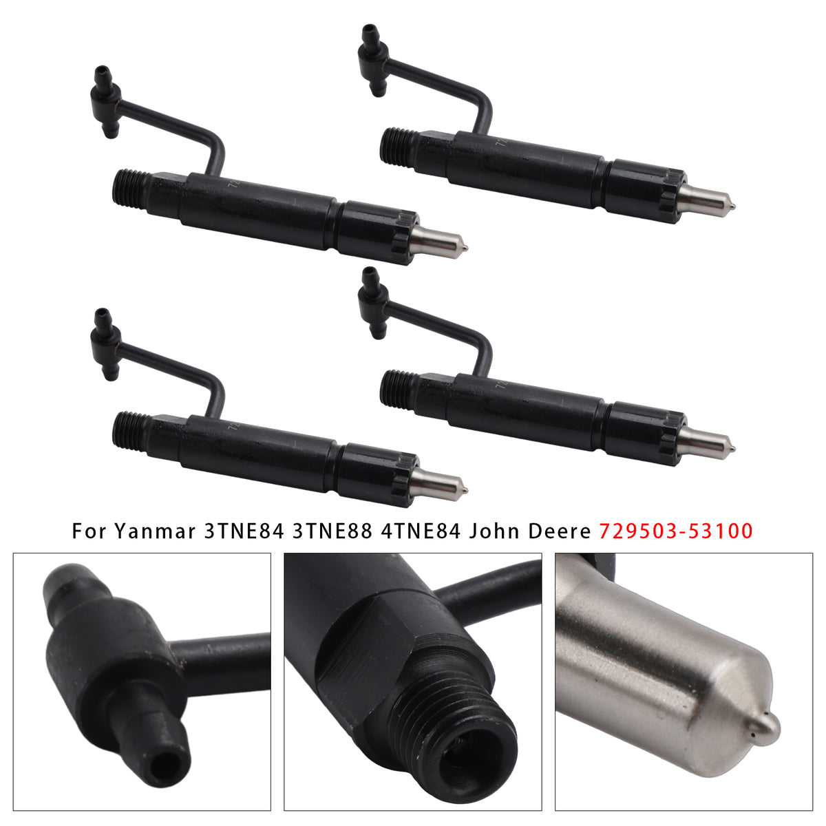 Yanmar 3TNE84 3TNE88 4TNE84 John Deere 729503-53100 4PCS Fuel Injector